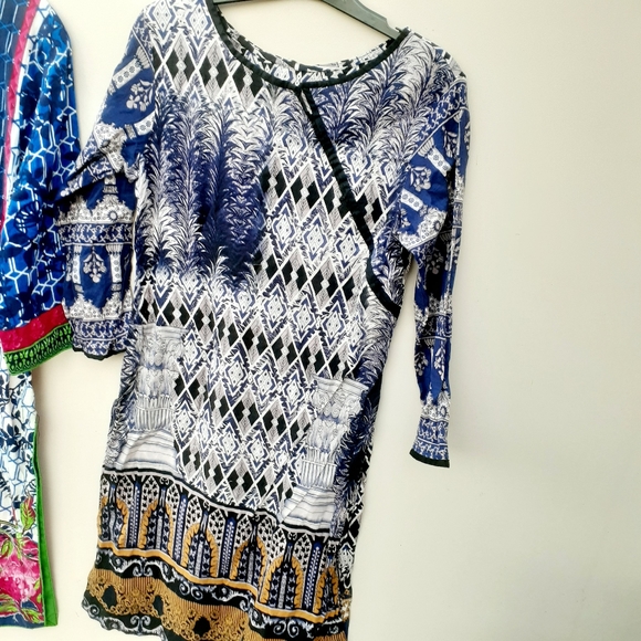 3 Ladies BOHO floral Retro Sleeve Mini Dress Tunic - Picture 8 of 9